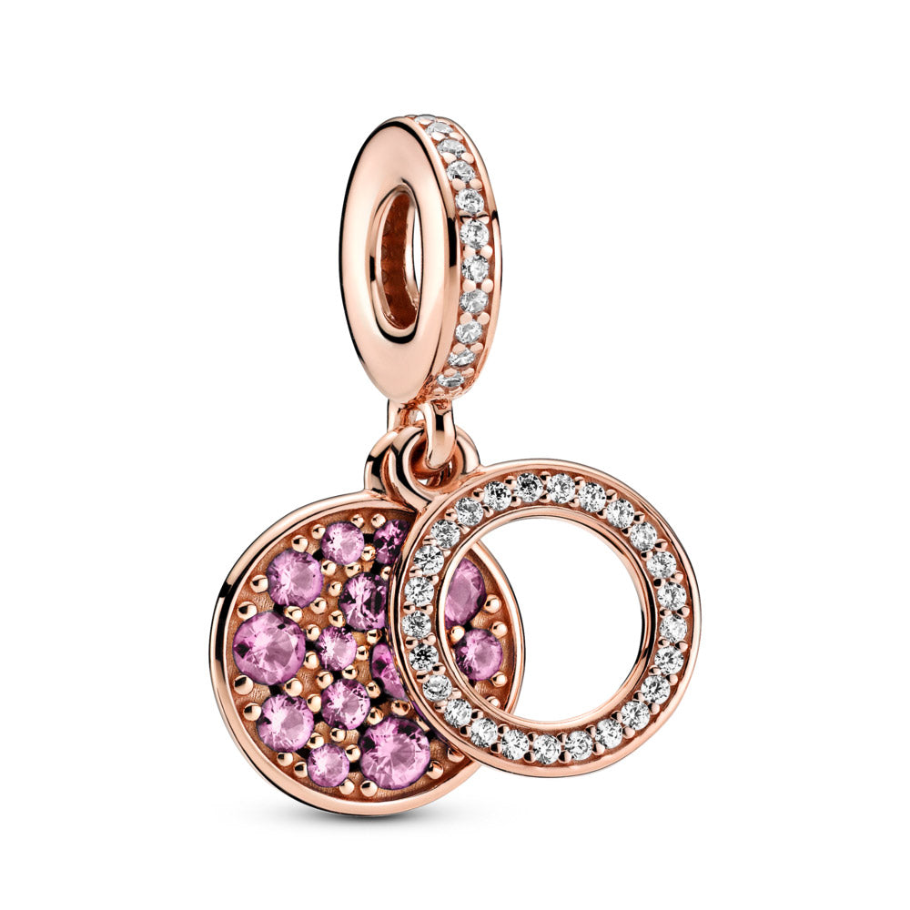 Pandora Sparkling Pink Disc Double Dangle Charm