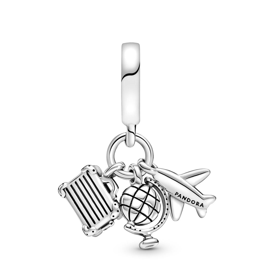 PANDORA チャームAirplane, Globe & Suitcase Pandora Airplane, Globe & Suitcase Dangle Charm – Pancharmbracelets